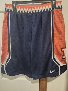 Navy and Orange Athletic Mesh Shorts - Nike